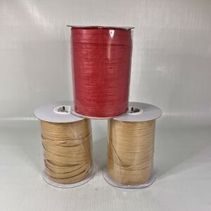 Raffia Ribbon Gift Wrapping Packing Paper Twine Craft Rustic Country Lot of 3